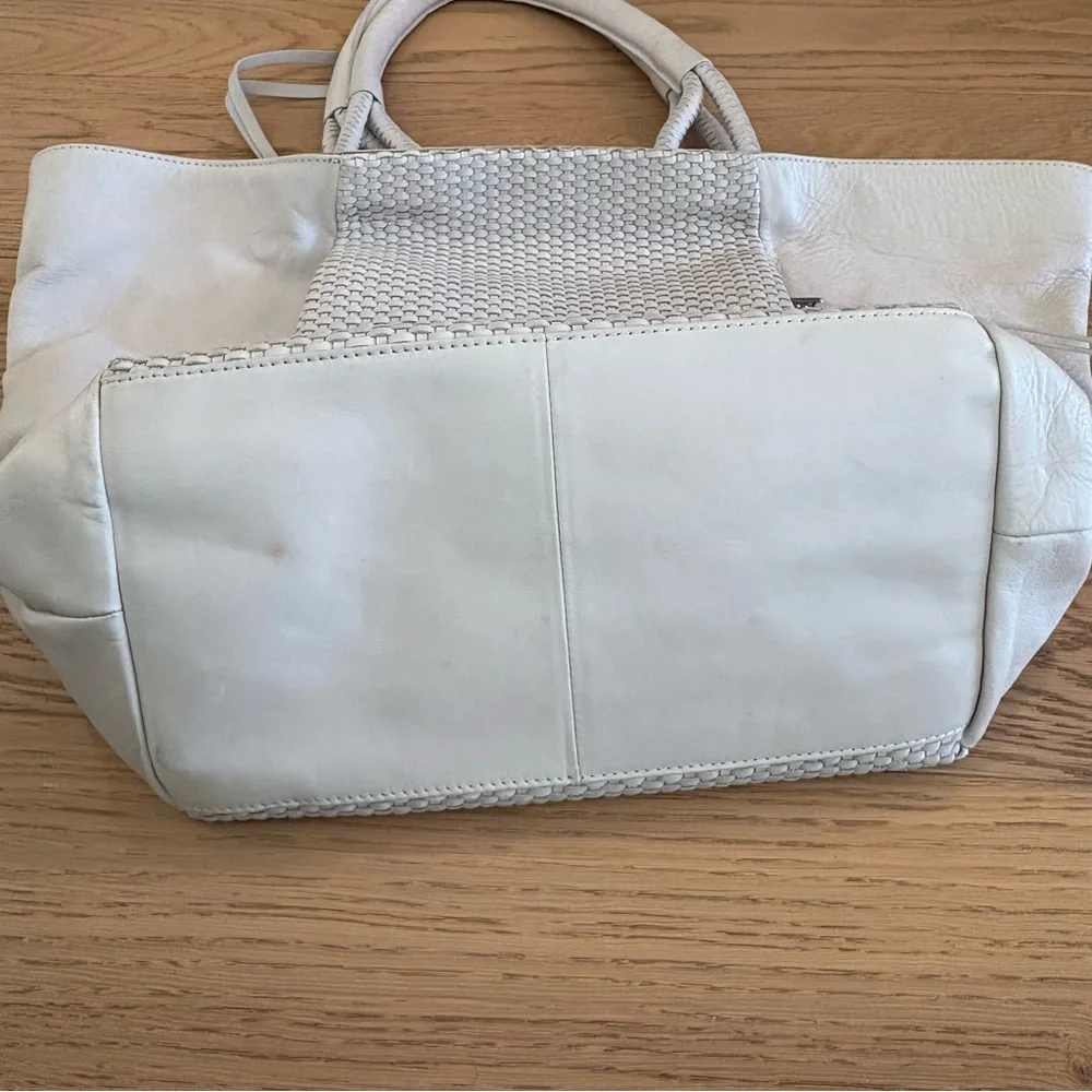 Christopher Kon Woven Leather White Tote Bag - Picture 12 of 15